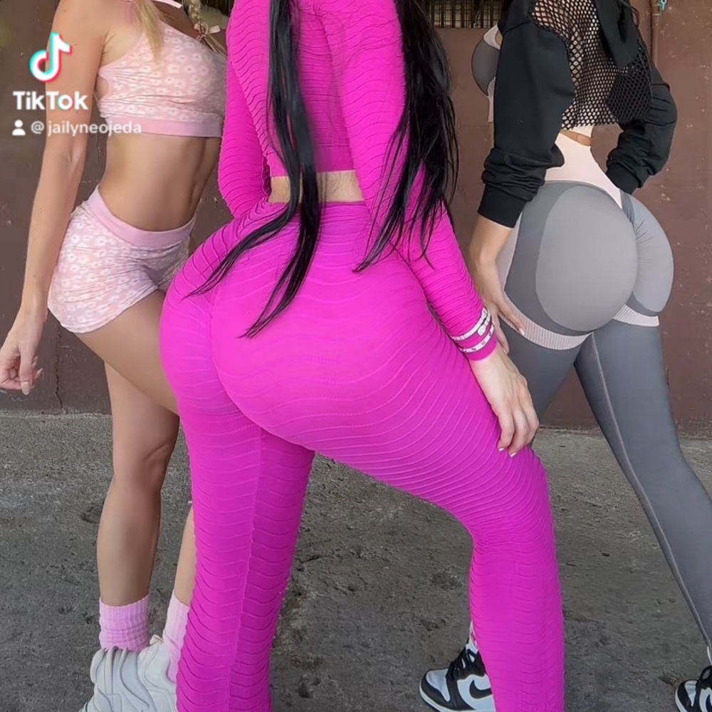 Pink leggings and matching top and Silver skirt